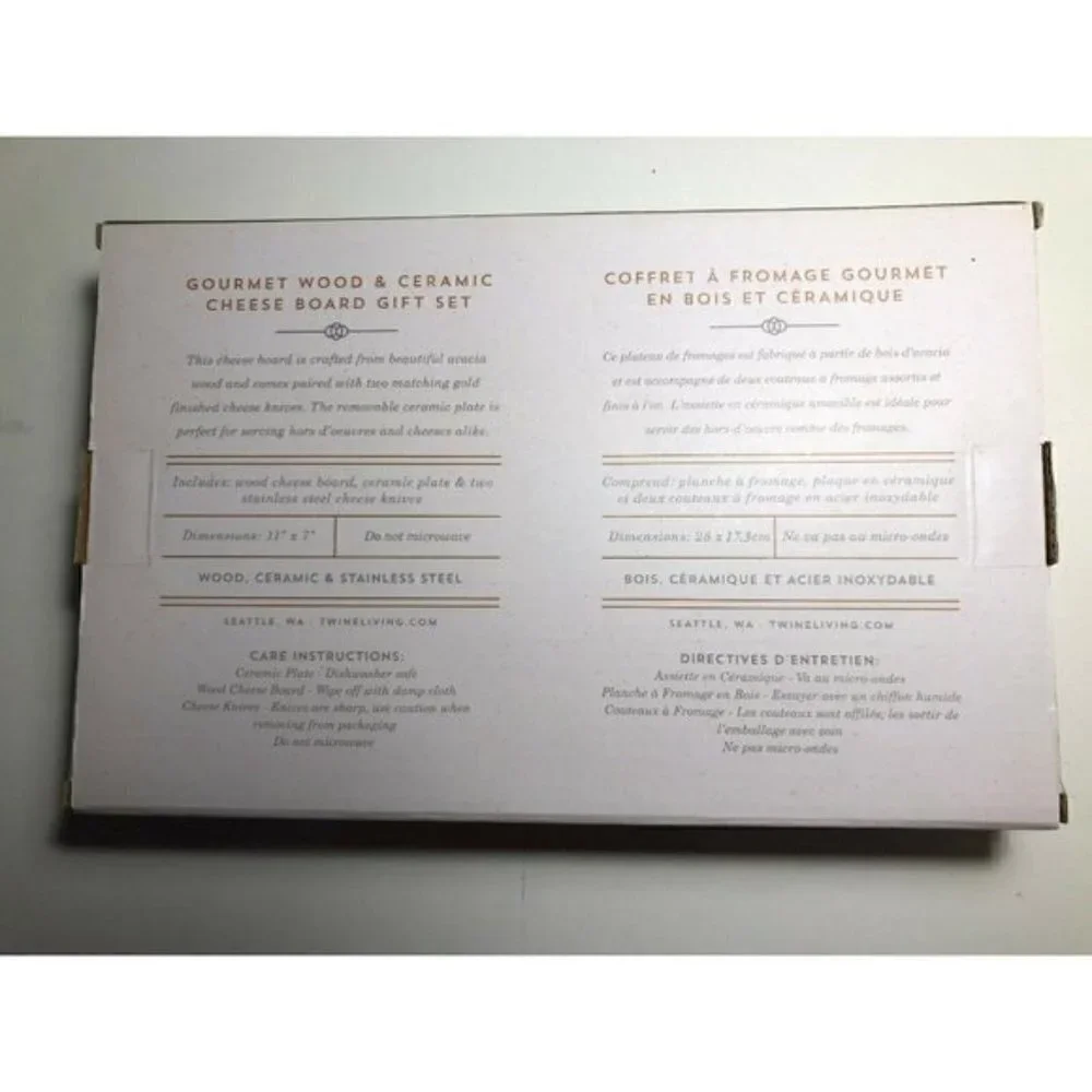 Twine Living Co. Gourmet Wood & Ceramic Cheese Board Gift Set #2243